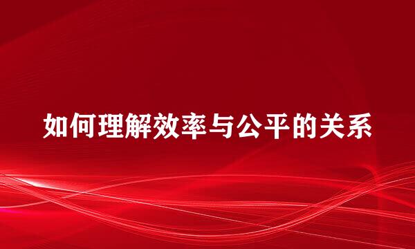 如何理解效率与公平的关系