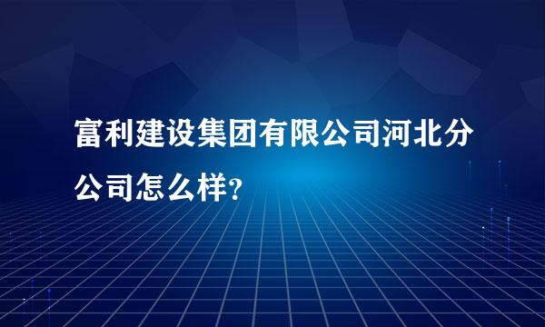 富利建设集团有限公司河北分公司怎么样？