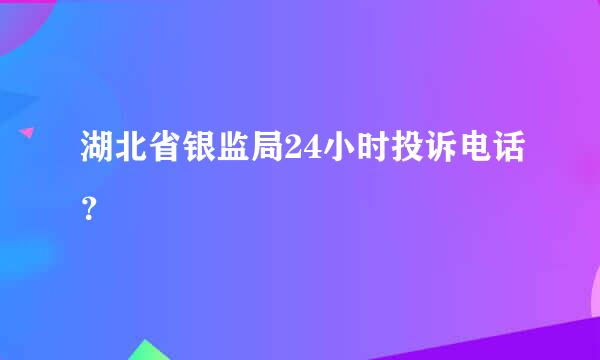 湖北省银监局24小时投诉电话？