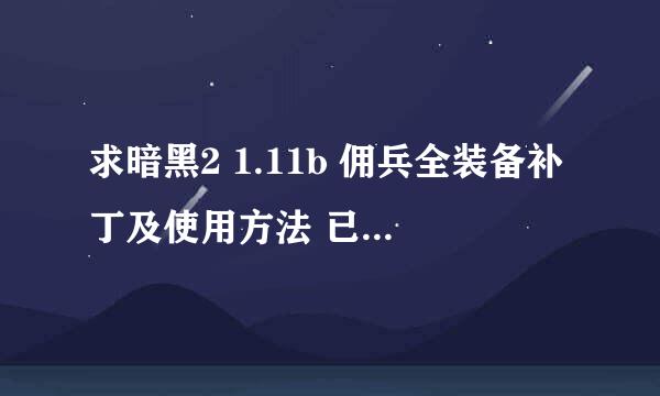 求暗黑2 1.11b 佣兵全装备补丁及使用方法 已安装大箱子10.0