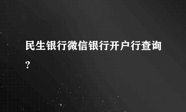 民生银行微信银行开户行查询？