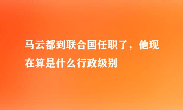 马云都到联合国任职了，他现在算是什么行政级别