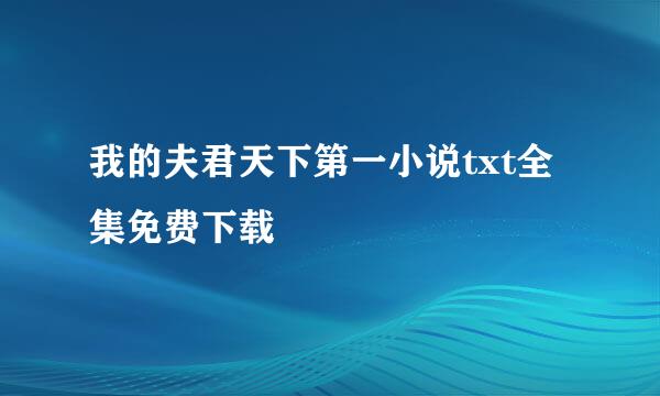 我的夫君天下第一小说txt全集免费下载