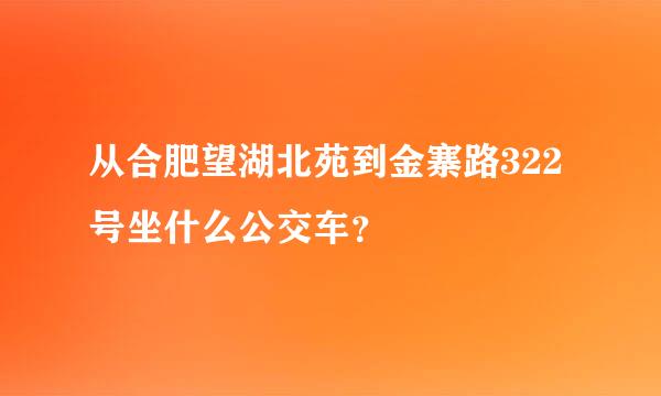 从合肥望湖北苑到金寨路322号坐什么公交车？