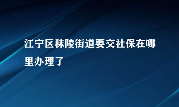 江宁区秣陵街道要交社保在哪里办理了