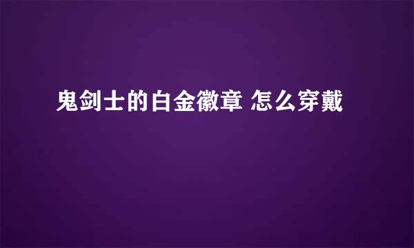 鬼剑士的白金徽章 怎么穿戴