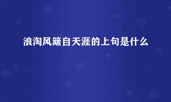 浪淘风簸自天涯的上句是什么