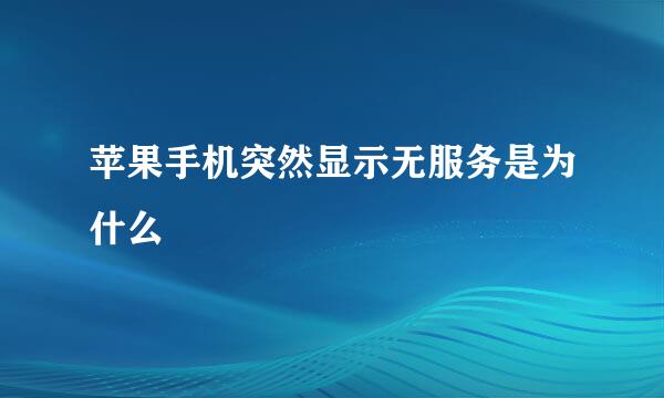 苹果手机突然显示无服务是为什么