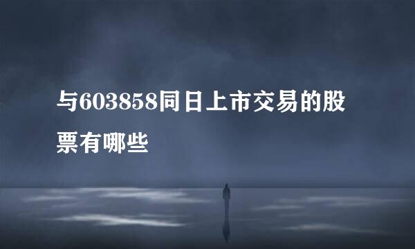 与603858同日上市交易的股票有哪些