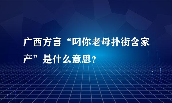 广西方言“叼你老母扑街含家产”是什么意思？