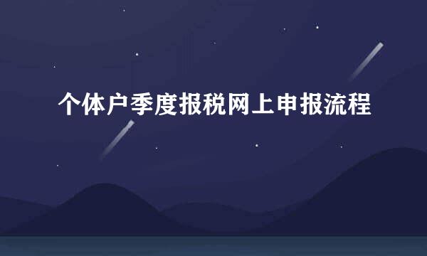 个体户季度报税网上申报流程