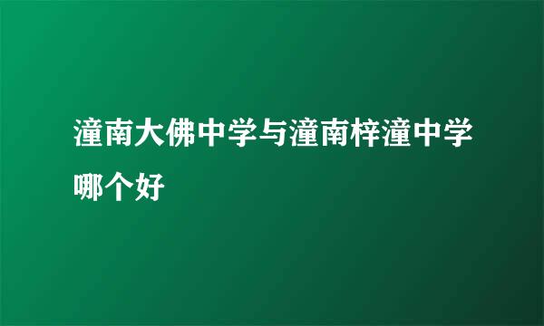 潼南大佛中学与潼南梓潼中学哪个好