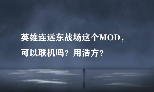 英雄连远东战场这个MOD，可以联机吗？用浩方？