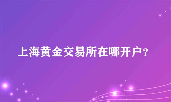 上海黄金交易所在哪开户？