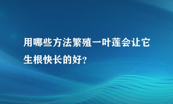 用哪些方法繁殖一叶莲会让它生根快长的好？