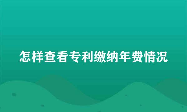 怎样查看专利缴纳年费情况