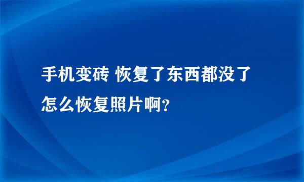 手机变砖 恢复了东西都没了 怎么恢复照片啊？