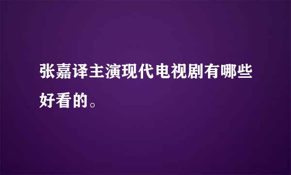 张嘉译主演现代电视剧有哪些好看的。