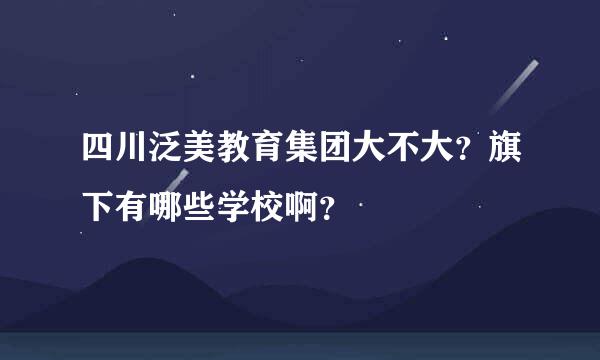 四川泛美教育集团大不大？旗下有哪些学校啊？