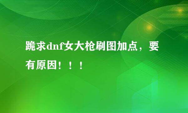 跪求dnf女大枪刷图加点，要有原因！！！