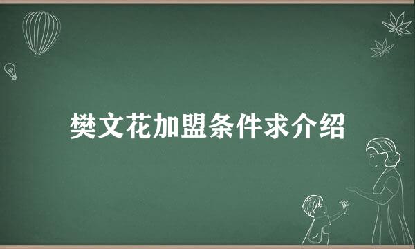 樊文花加盟条件求介绍