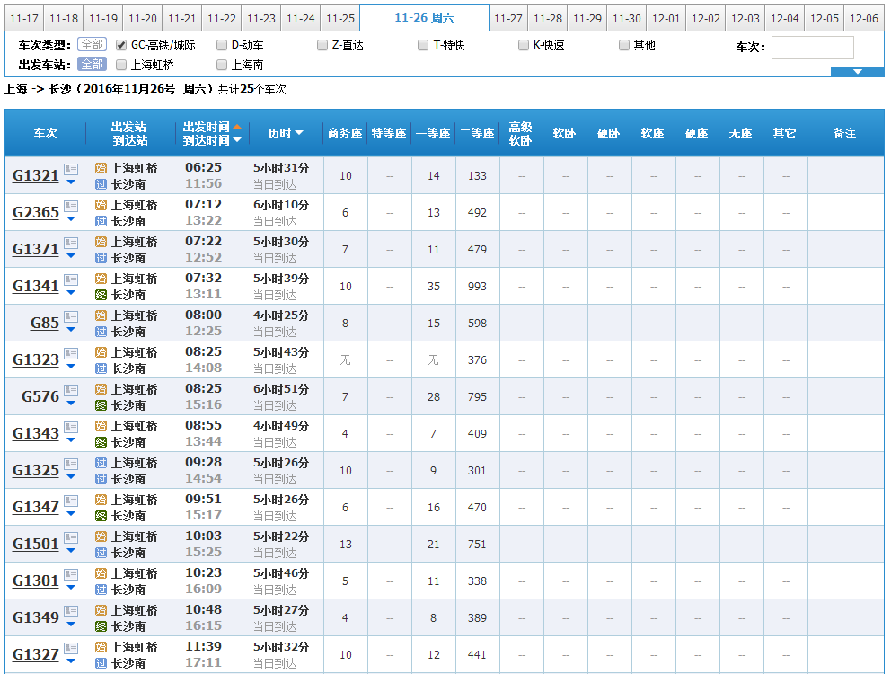 上海到长沙高铁经过哪些站