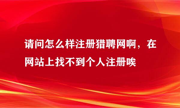 请问怎么样注册猎聘网啊，在网站上找不到个人注册唉