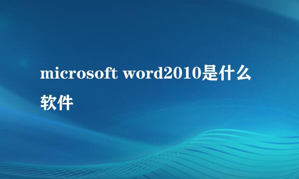 microsoft word2010是什么软件