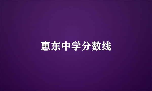 惠东中学分数线