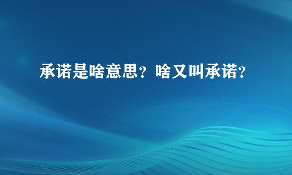 承诺是啥意思？啥又叫承诺？