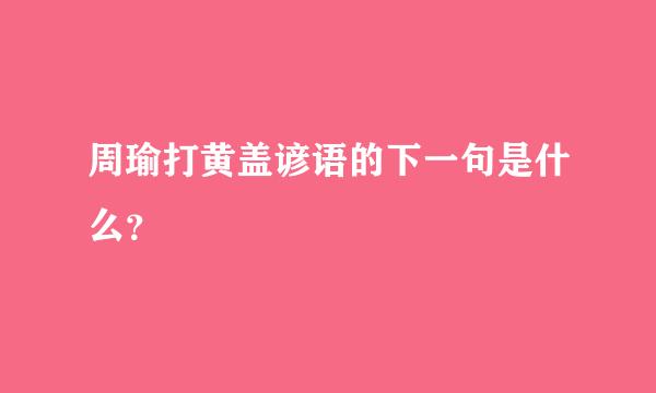 周瑜打黄盖谚语的下一句是什么？