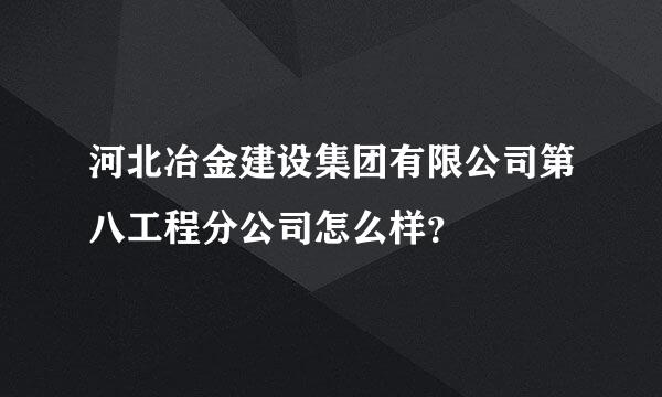 河北冶金建设集团有限公司第八工程分公司怎么样？