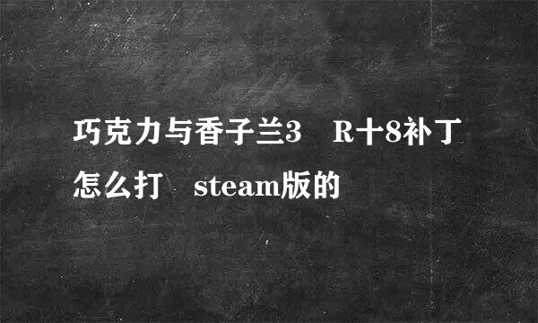 巧克力与香子兰3 R十8补丁怎么打 steam版的