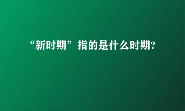 “新时期”指的是什么时期?