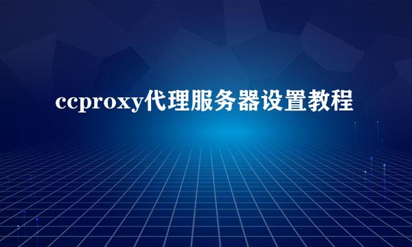 ccproxy代理服务器设置教程