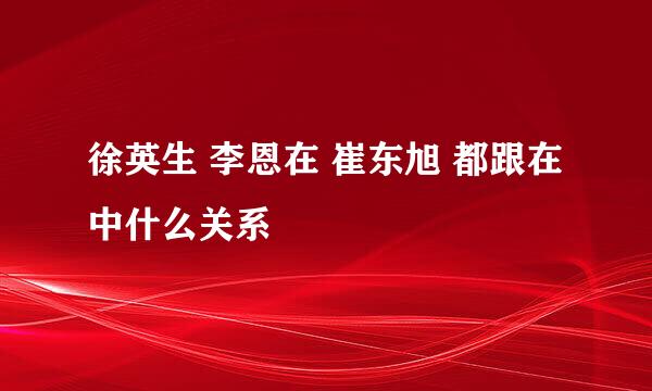 徐英生 李恩在 崔东旭 都跟在中什么关系