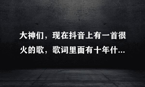 大神们，现在抖音上有一首很火的歌，歌词里面有十年什么什么的，这首歌叫什么名字？？？