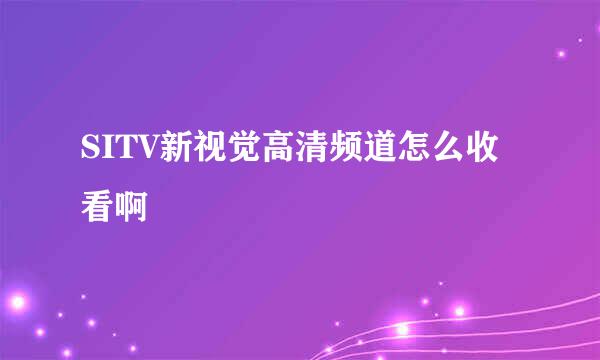 SITV新视觉高清频道怎么收看啊