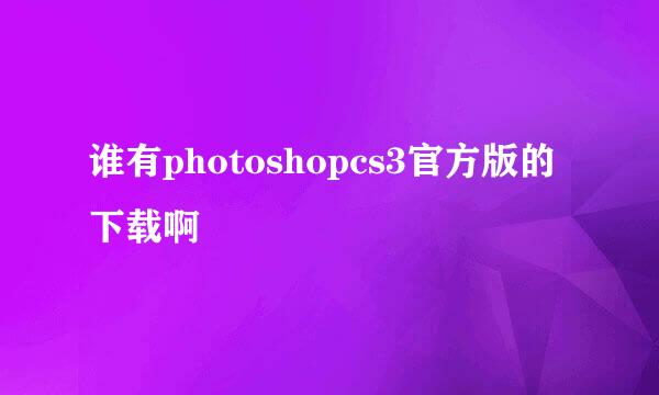 谁有photoshopcs3官方版的下载啊