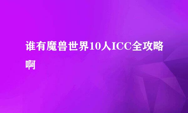 谁有魔兽世界10人ICC全攻略啊