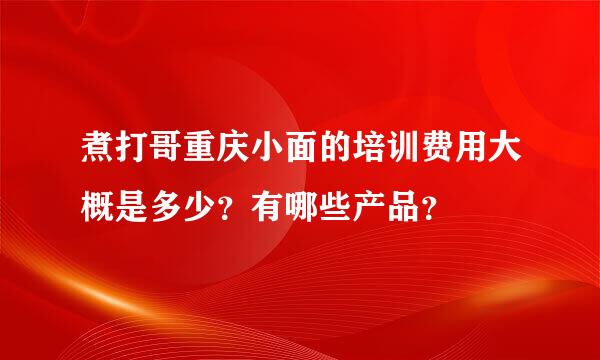 煮打哥重庆小面的培训费用大概是多少？有哪些产品？