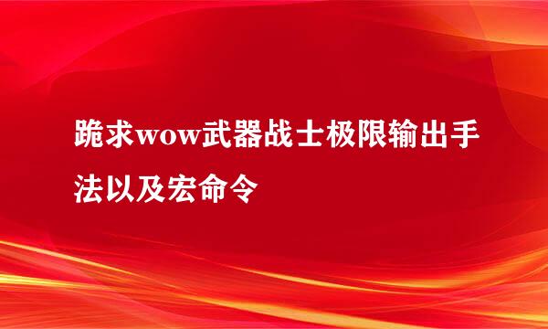 跪求wow武器战士极限输出手法以及宏命令