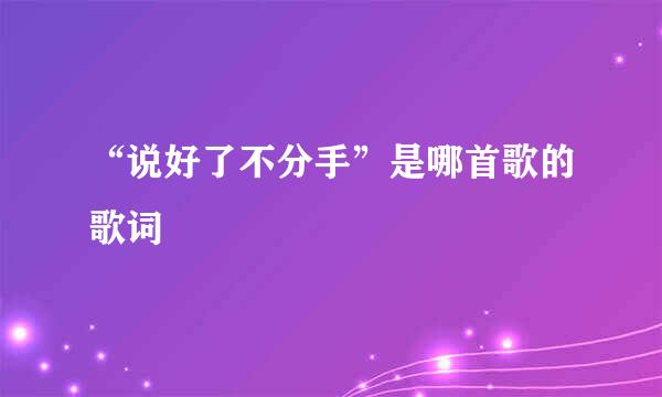 “说好了不分手”是哪首歌的歌词