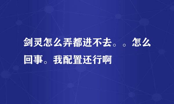 剑灵怎么弄都进不去。。怎么回事。我配置还行啊