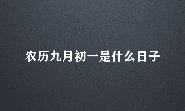 农历九月初一是什么日子