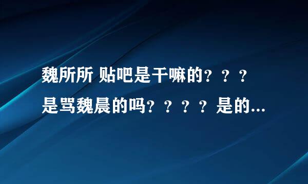 魏所所 贴吧是干嘛的？？？是骂魏晨的吗？？？？是的话就灭了那个贴吧