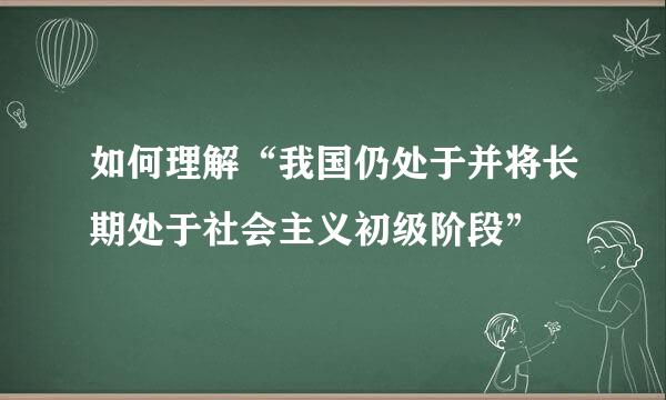 如何理解“我国仍处于并将长期处于社会主义初级阶段”