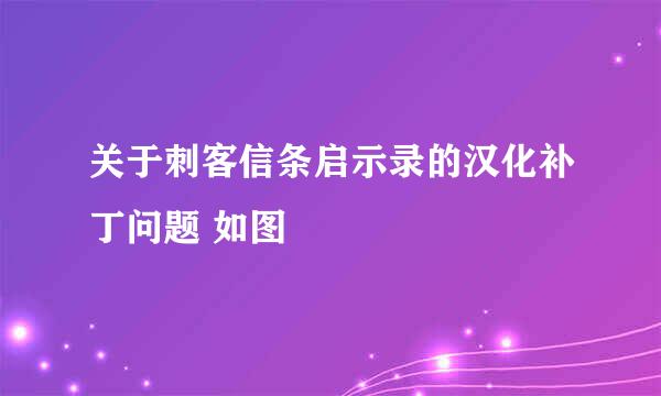 关于刺客信条启示录的汉化补丁问题 如图