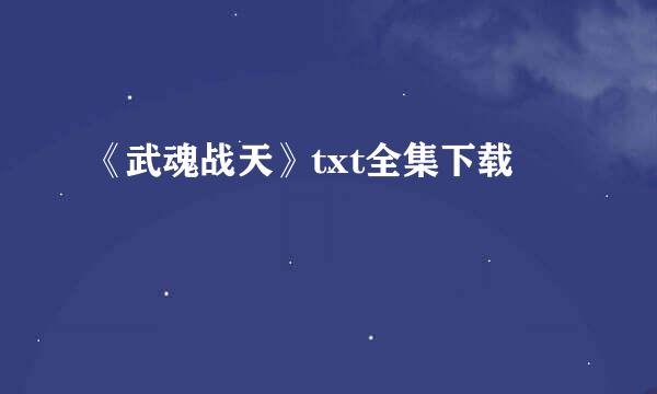 《武魂战天》txt全集下载