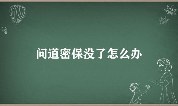 问道密保没了怎么办